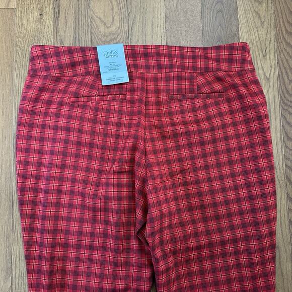 Croft & Barrow Womens Red Plaid Stretchable Pants Size 12 Petite NWT - Picture 4 of 7